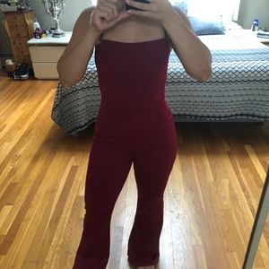 Ruby red form fitted jumpsuit